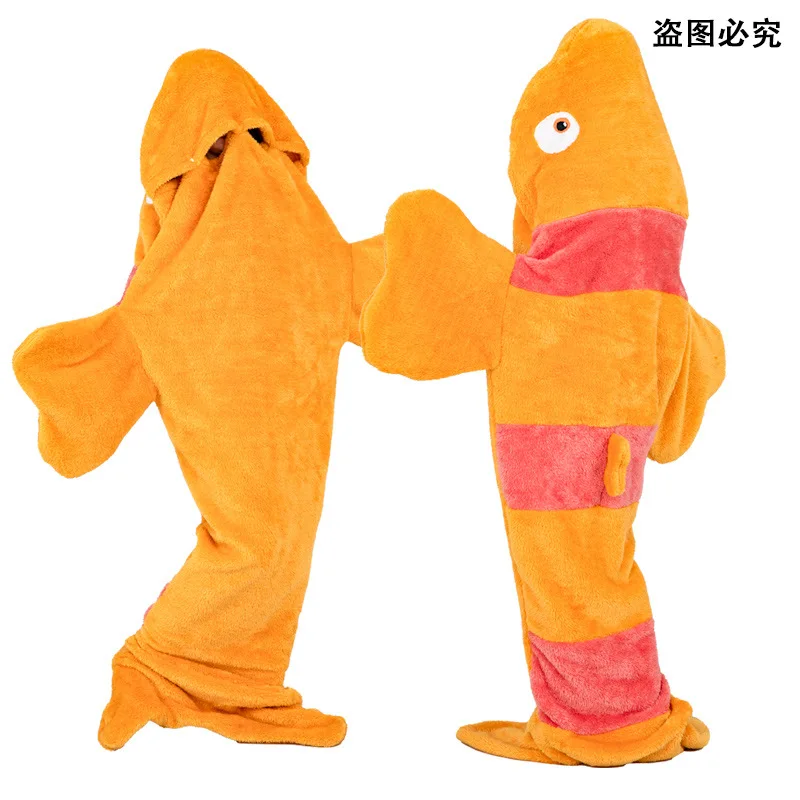 Cartoon clownfish sleeping bag pajamas office nightgown crocodile blanket high-quality flannel crocodile party jumpsuit pajamas