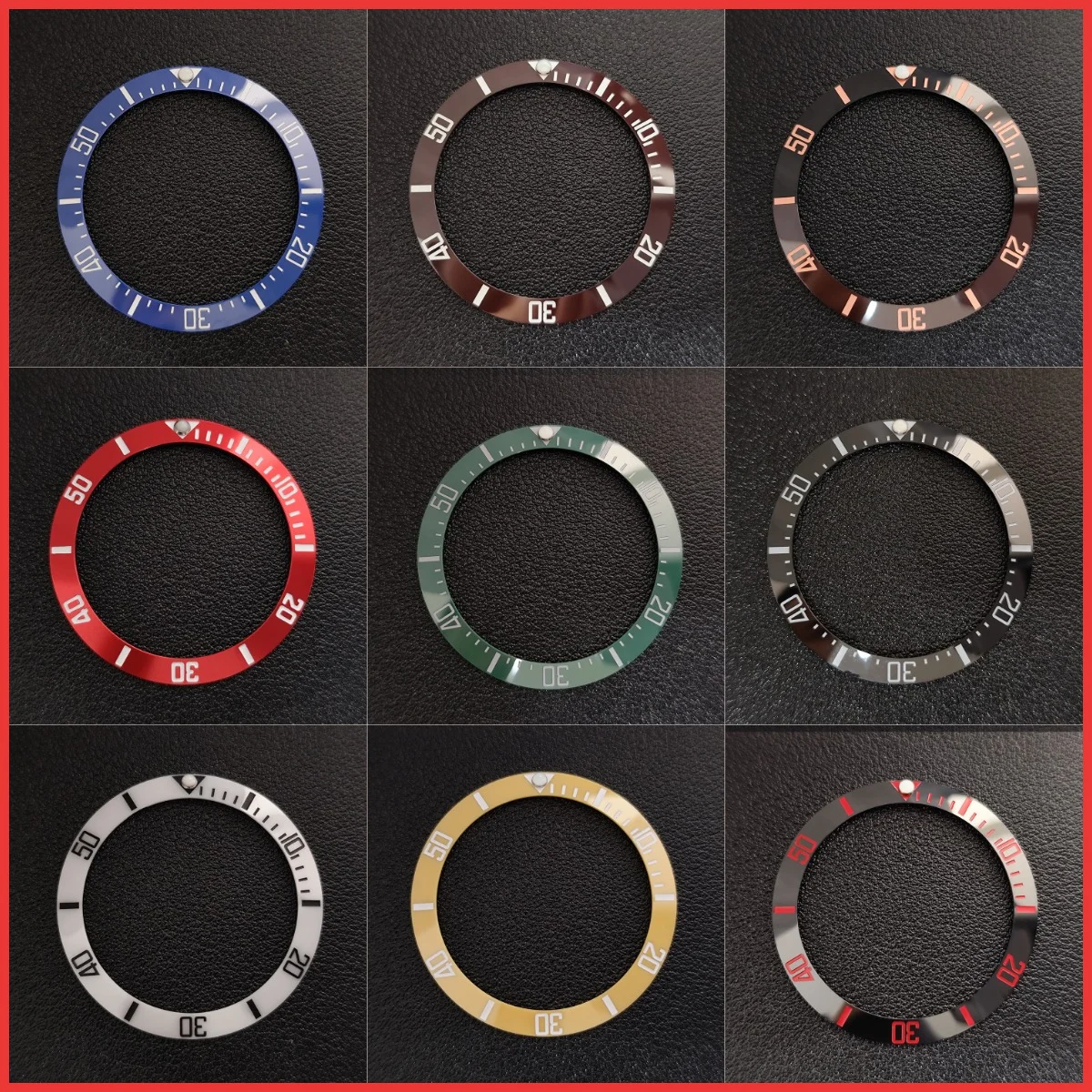 Biseles de cerámica de 38mm x 30,5mm que se adaptan a cajas de relojes de 40mm, anillo de inserciones inclinadas BGW9, accesorio de repuesto para relojes de perlas luminosas azules