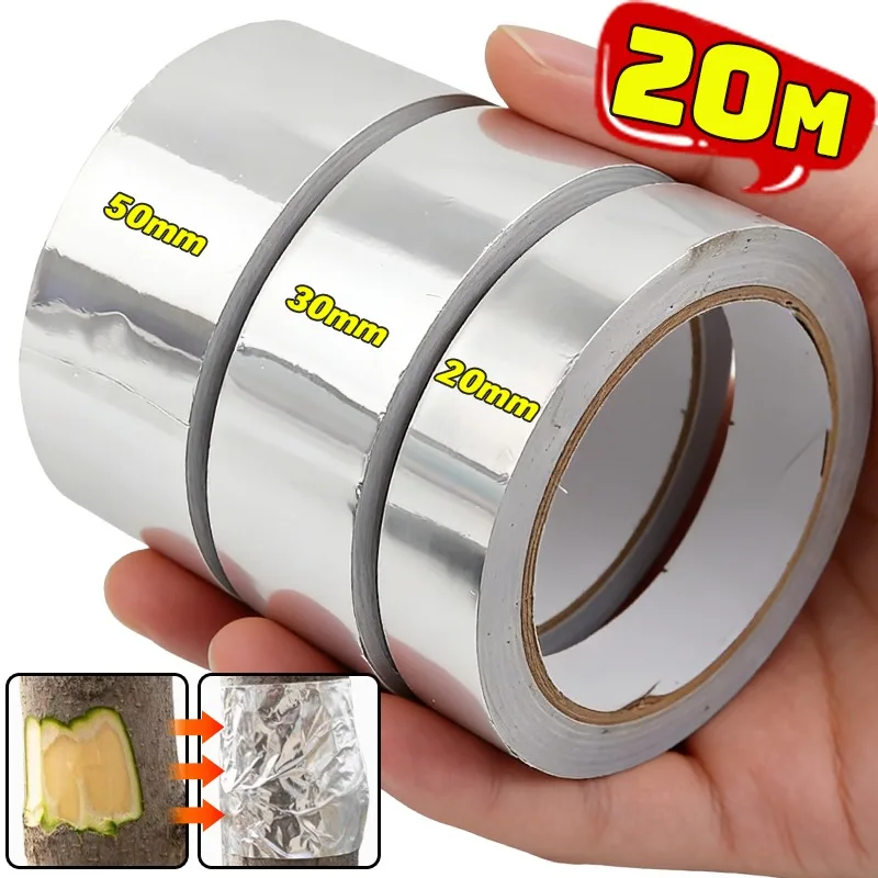 20/30/50m Roll Aluminum Foil Tape for Tree Wound Care Grafting Sealing Tape Waterproof Heat Resistant for Plants Bonsai Pruning