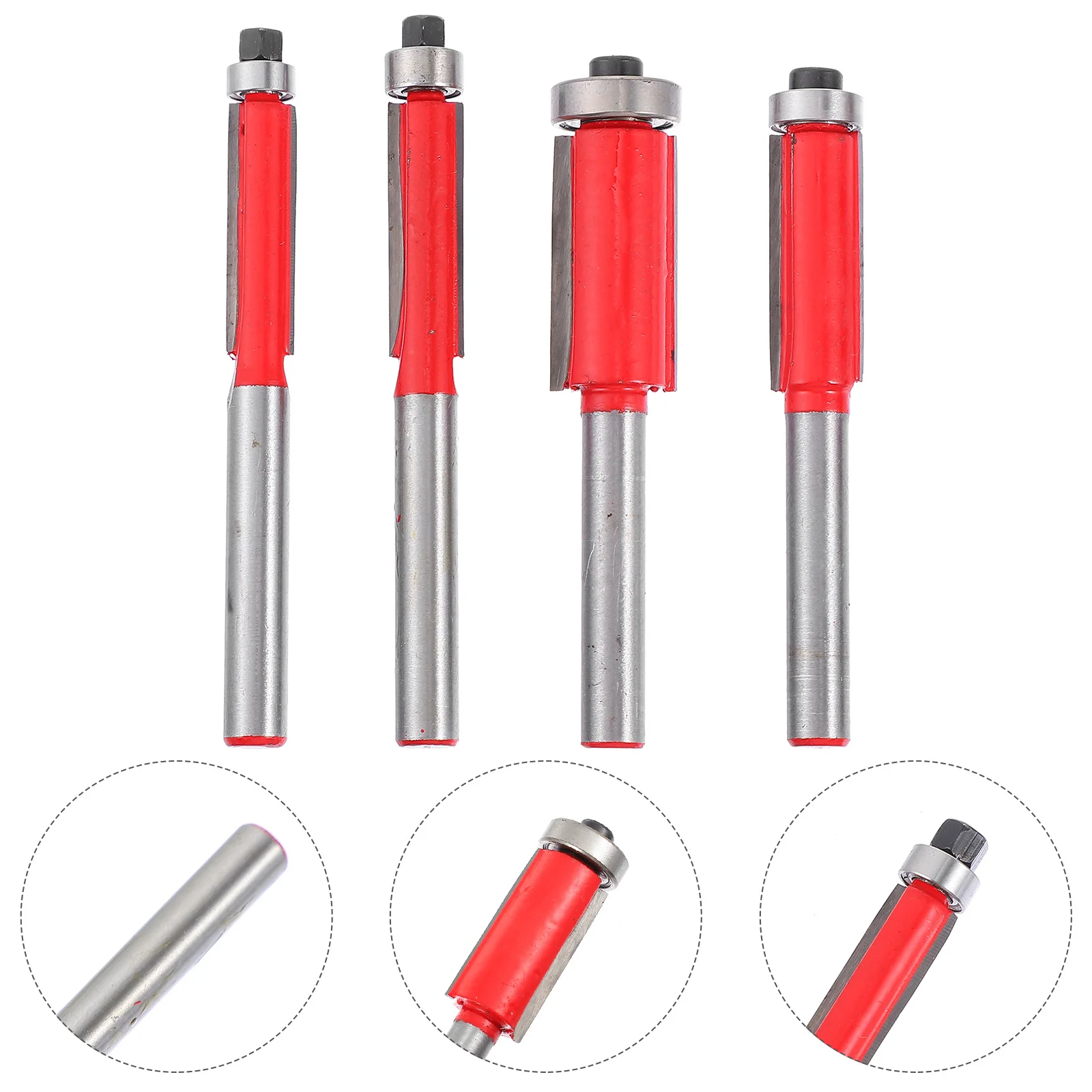 

4pcs Router Bits Woodworking Trimming Tool YG8 Alloy Blades 45 Carbon Steel Flush Cutters For Signs Furniture Veneers Carving