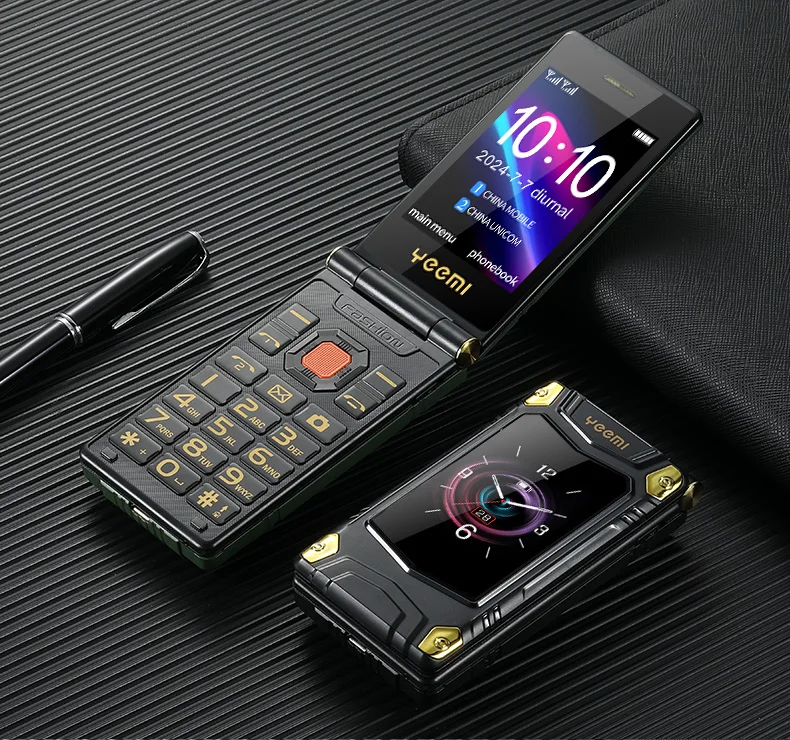 YEEMI M7+ Flip Mobile Phone LTE 4G Double Screen 2300 mAh MP3 MP4 Dual SIM Large Button SOS Quick Dialing Loud Sound CellPhone