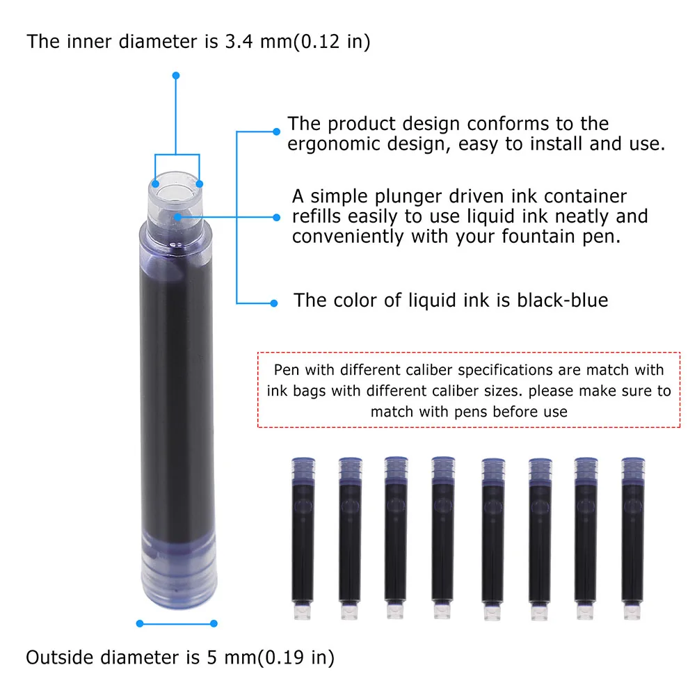 

1Set Steel Fountain Pen Ink Sac Strong Material Easy Use Fountain Pen Ink Refills Stationery Office Supplies Students Stationery