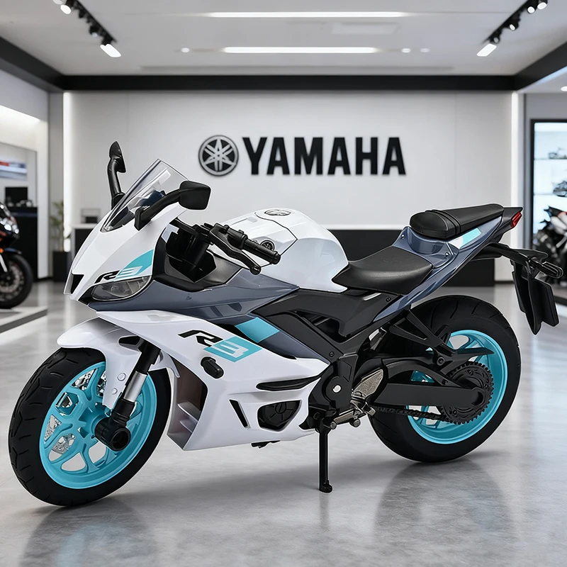 1:12 YAMAHA YZF-R3 YZFR3 aleación a presión modelo de motocicleta colección de vehículos sonido y luz todoterreno Autocycle juguetes Coche