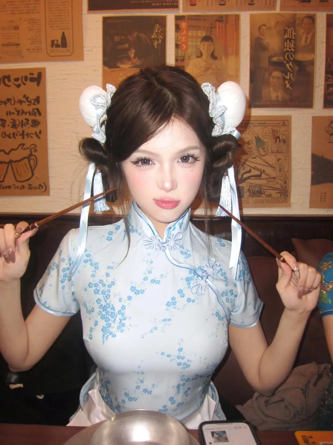 فستان تشيونغسام صيني، زي تنكري للهالوين وعيد الميلاد، زي خادمة ناعم للفتيات، زي يومي بأكمام قصيرة من مواد أخرى