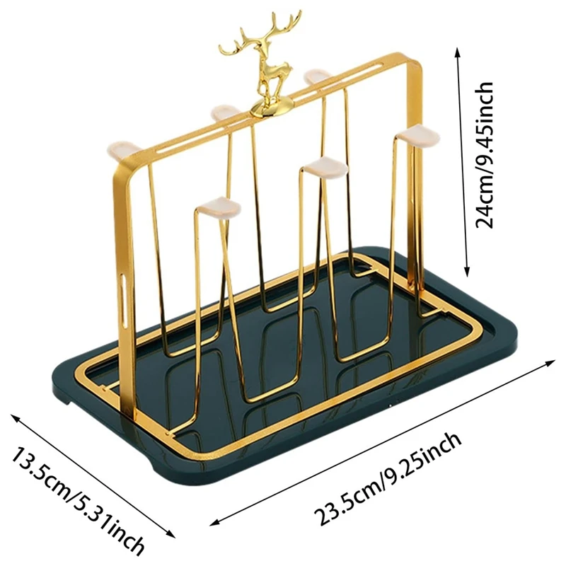 Designs Drainer Stand, Glass Cup Holder with Drainage Functional Dining Room Organization Gold-ABLL - view 5