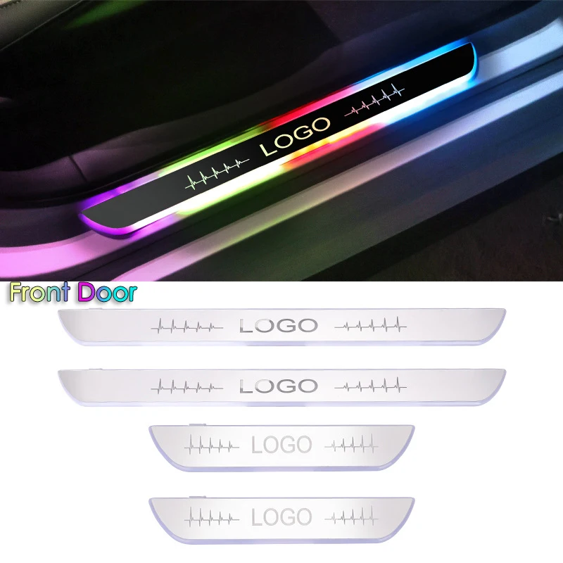 2/4pcs Acrylic Car Customized Door Sill Lamps USB Power Moving LED Welcome Pedal Car Scuff Plate Pedal Door Sill Pathway Light