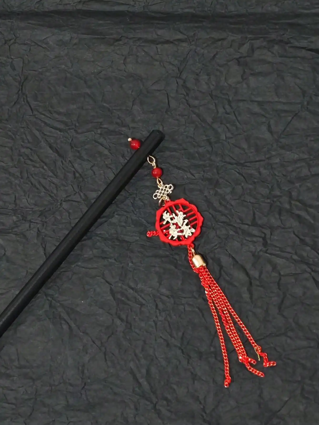 عصي شعر خشبية بشرابة حمراء للنساء والفتيات ، إكسسوارات شعر للحفلات ، موضة ، 1 * * * #3