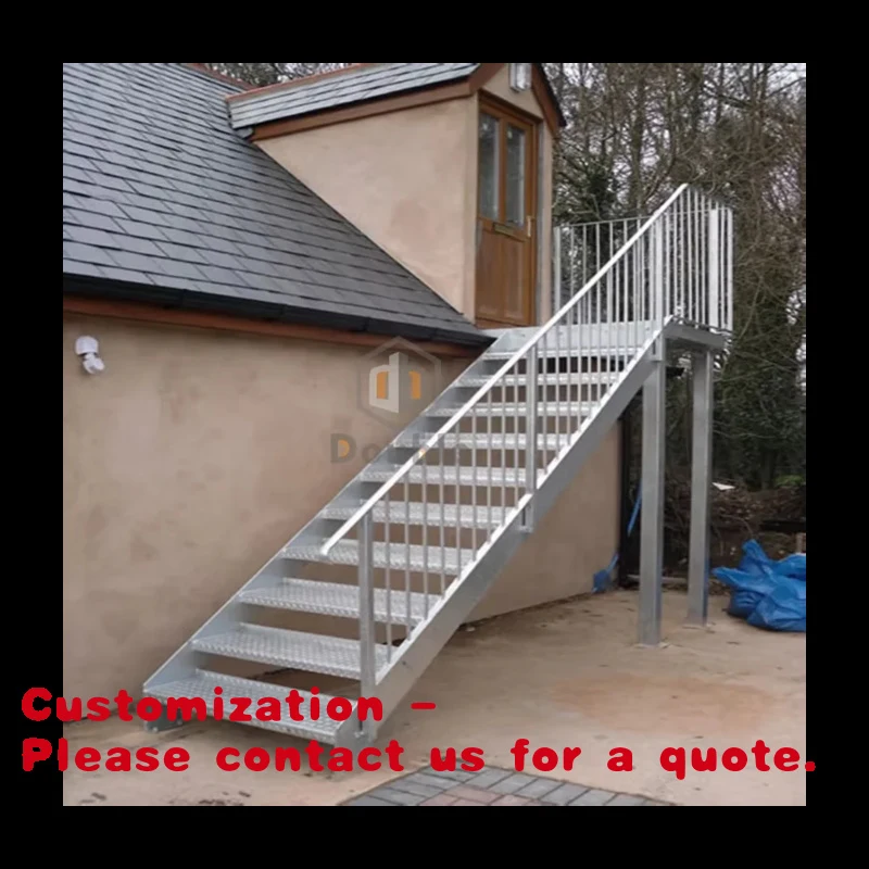 custom.Outdoor Industrial Metal Stairs Cast Iron Staircase Outdoor Stair  Straight Stairs