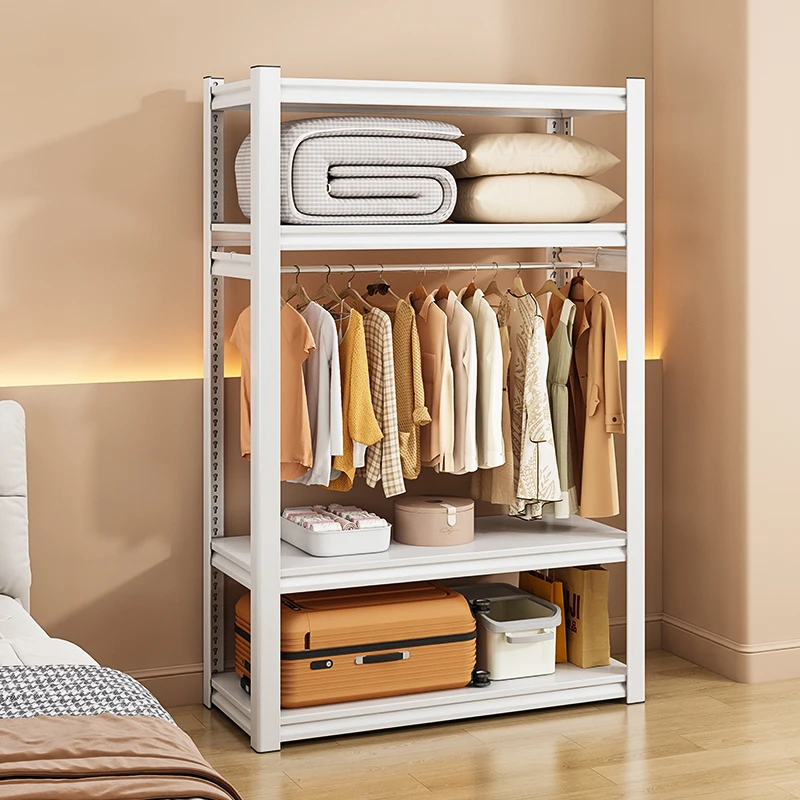 Shelf Wardrobe Steel Open Hanger Simple Assembly Apartment Rental Room Dormitory Wardrobe Multi-layer Shelf