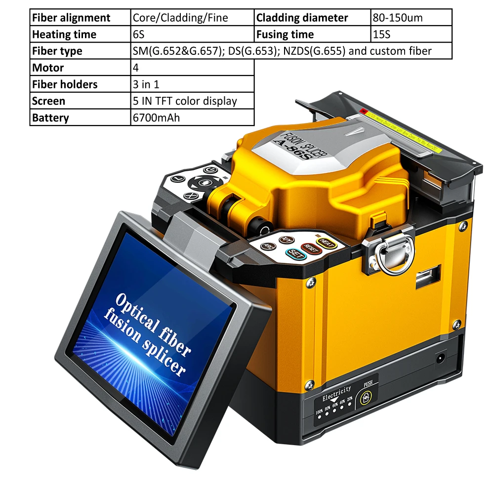 A-86S Optical Fiber Fusion Splicer Automatic Fusion Welding Machine Suitable for FTTH Renovation Maintenance With 8 Languages