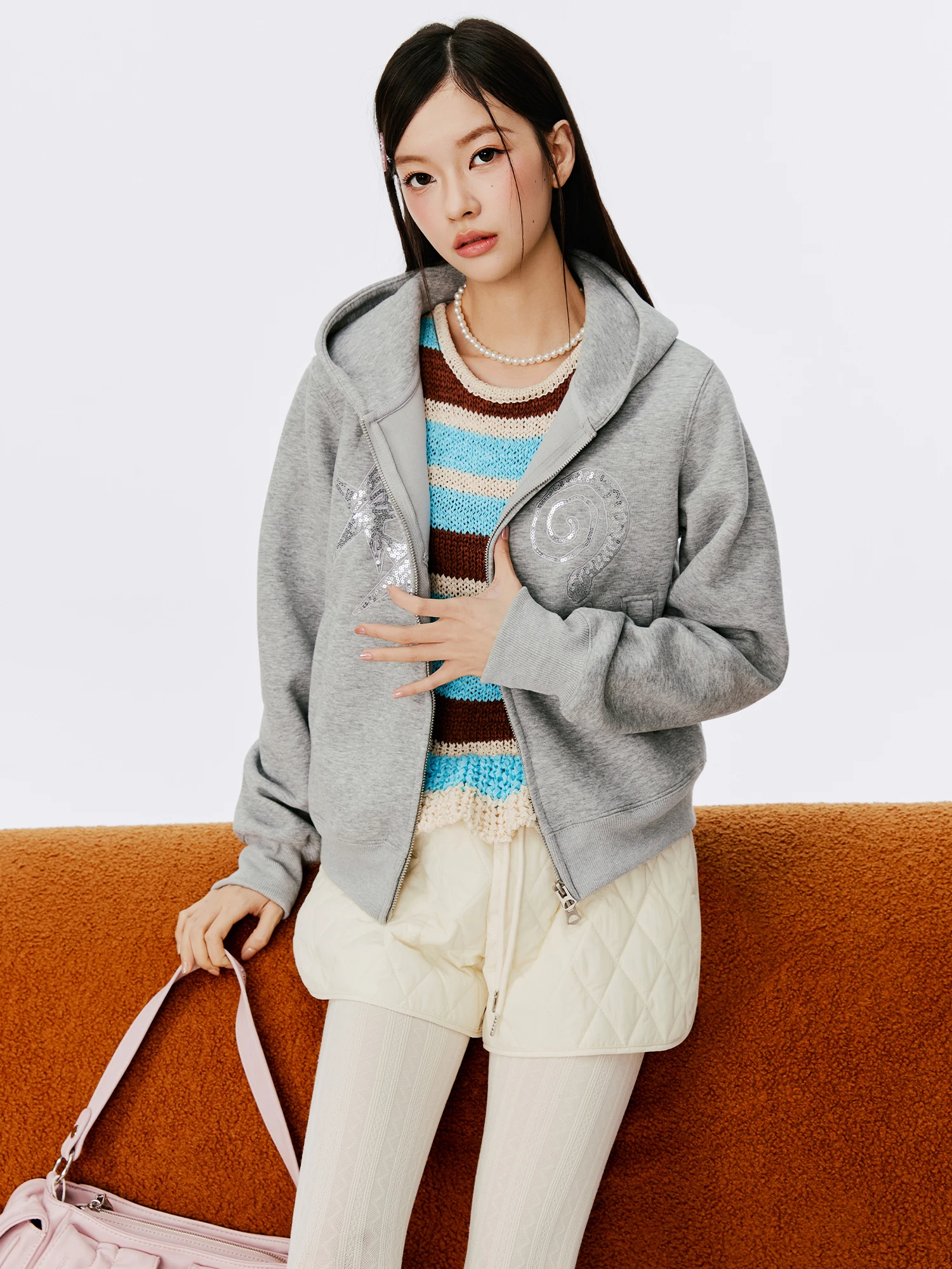 

Черная женская весенняя модная куртка с капюшоном на молнии BURGENLAND, корейский свободный крой, смесь хлопка и полиэстера