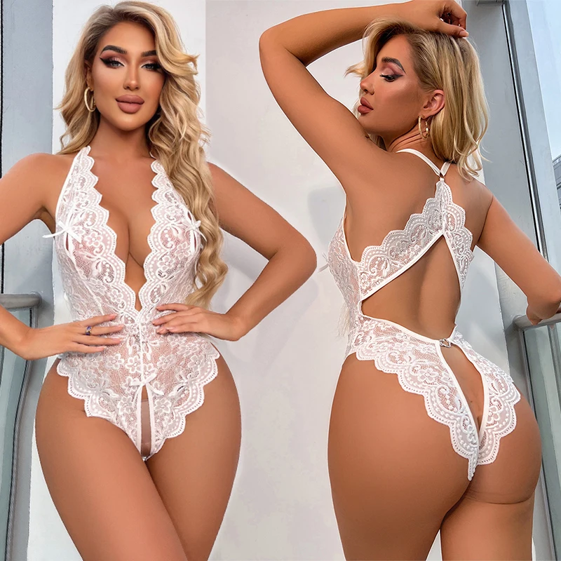 18+Adult See Through Sex Suit Women Sexy Lace Deep V Open Lingerie Exotic Doll Role Play Pornography Seduction Uniform Bodysuit