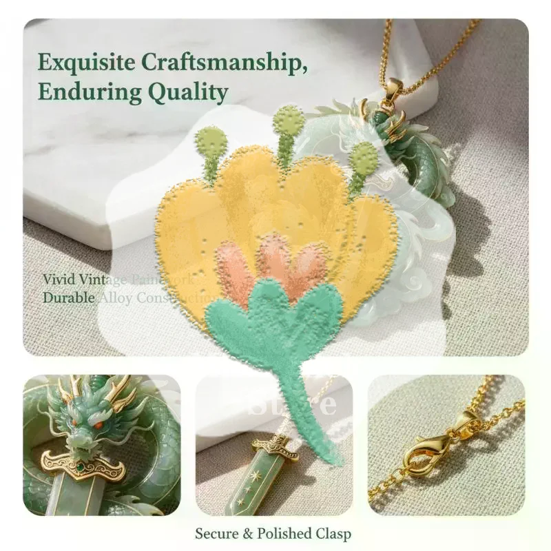 Dragon Pendant with Glossy Gold Accents Exquisite Artistic Carving Fashion Jewelry for Daily Wear Date Night Wear