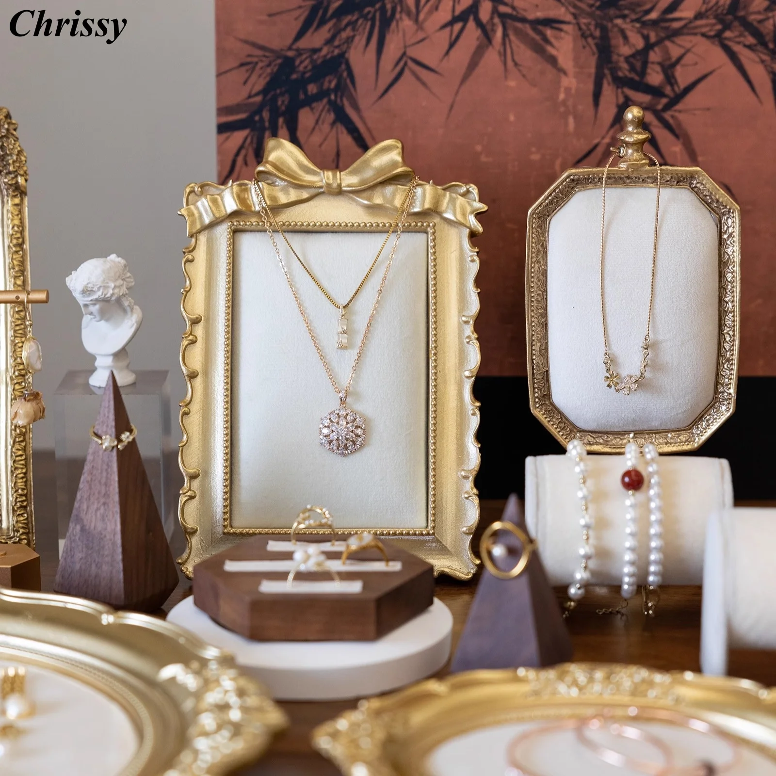 

Винтажная бархатная фоторамка для ювелирных изделий, универсальный держатель для ожерелья, браслетов и колец, бутик-декора с реквизитом для фото