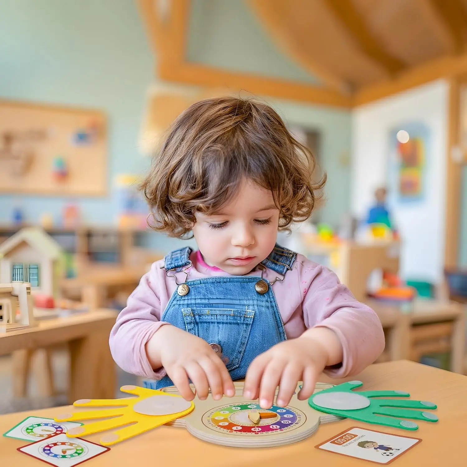 몬테소리 유아 학습 장난감, 손가락 숫자 블록 및 시계 나무 장난감, 교육용 수학 장난감