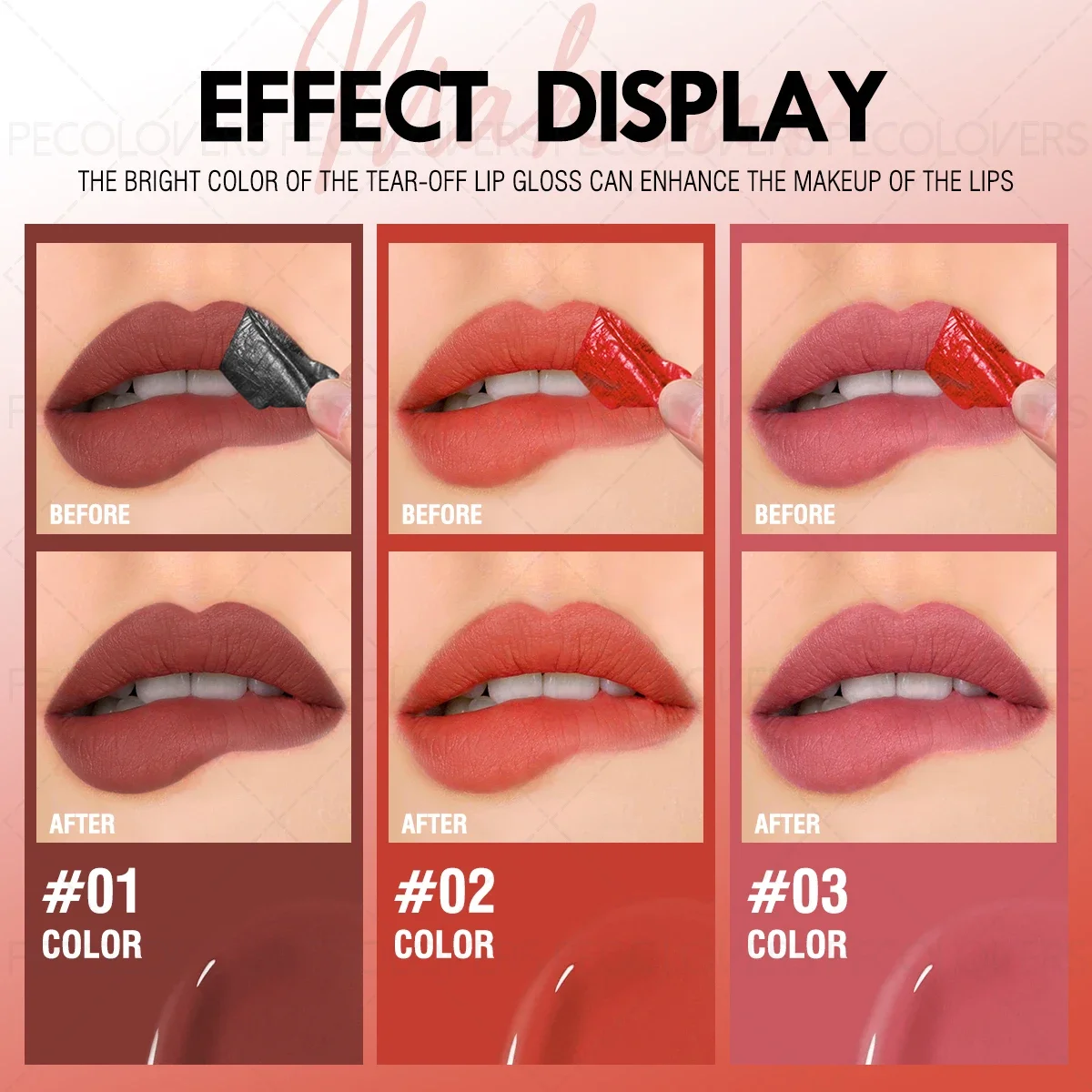 1PC Moisturizing Matte Ripped Lip Gloss, Pink/brown Tones, Easy Makeup Removal, Non-stick Cup, Lipstick, Christmas Gift