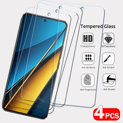 4PCS Screen Protector Tempered Glass For Xiaomi Poco M6 5G M6 Pro 4G Poco X5 X5 pro F5 Pro X6 Tempered Glass Screen Protective
