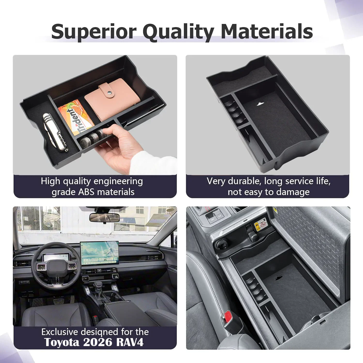 For Toyota RAV4 2026+ RAV 4 Silicone Cup Holder Central Armrest Storage Box Tray Interior Special Protective Car Accessories 5
