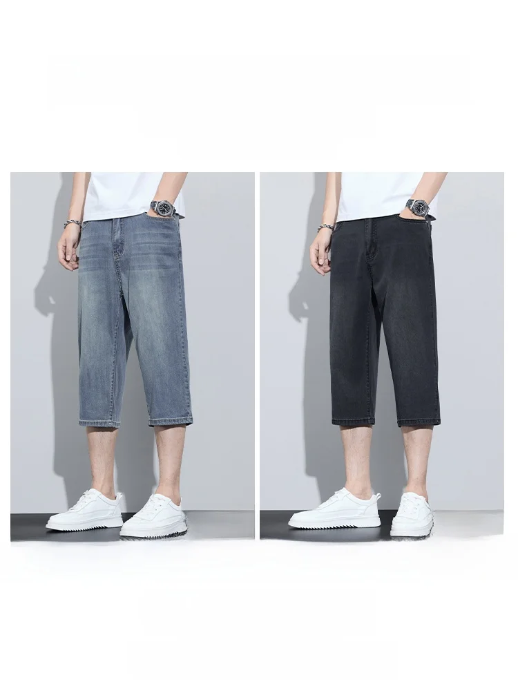 PaulFrank Retro americano mono muslo alto siete cinco pantalones verano fino drapeado Lyocell Denim suelto recto suelto ajuste