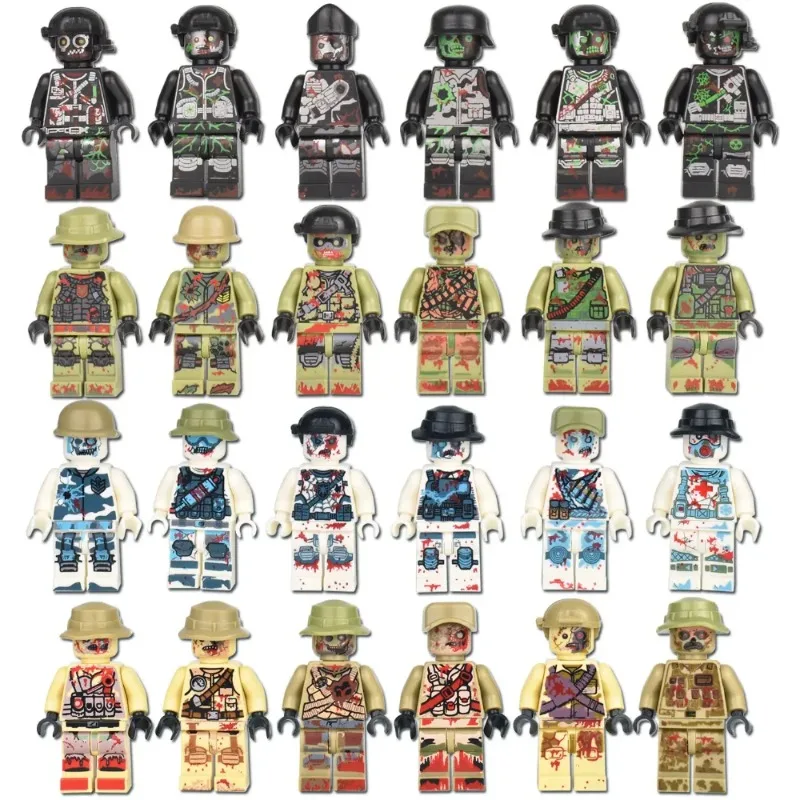 Military zombie building blocks Ghost special police Wolf warrior special forces mutant zombie police assembling party toys