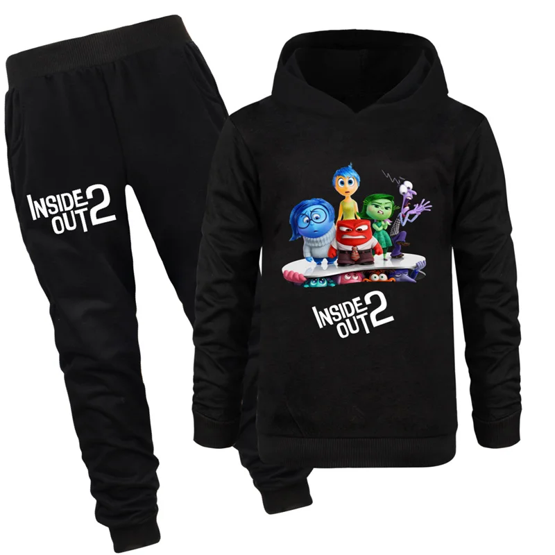 Disney Inside Out2 Child Clothing Set Fall Kids Hooded Set Boy Girls Casual Sport Pants 2Pcs Hoodies Teen Fashion Suit Tracksuit