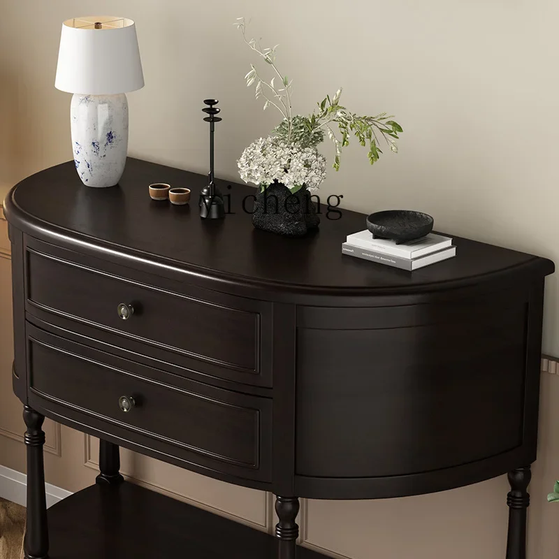 

solid wood entrance table partition wine cabinet living room locker household small apartment integrated against the wall