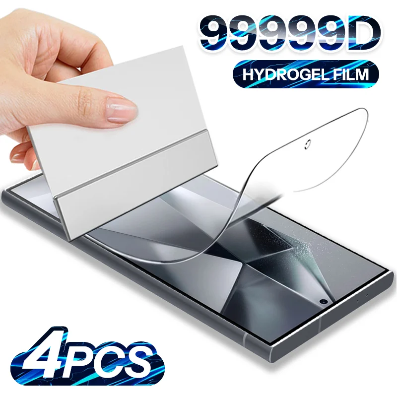 4 Pcs Hydrogel Film For Samsung S24 S23 S22 S21 Ultra Plus FE A54 A53 A52S A34 Full Cover Screen Protector Accessories Not Glass