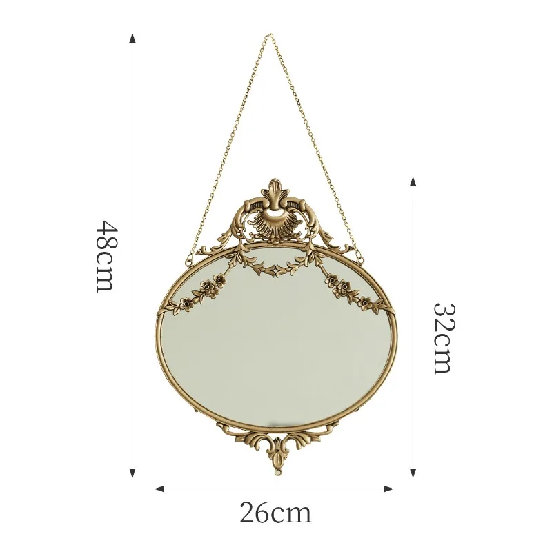 Retro Round Mirror Frame Vintage French Decoration Gold Mirror European Style Espejos Decorativos De Pared Decoration Home