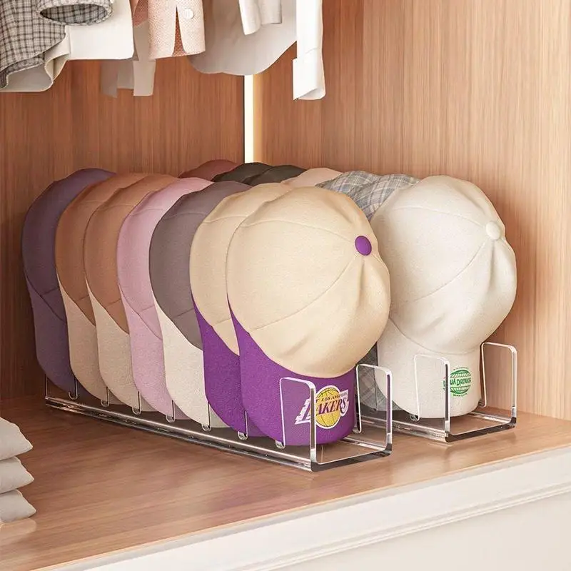 

Акриловая подставка для хранения головных уборов, органайзер для бейсболок, экономящий место, многоярусная пластиковая подставка для шляп, для демонстрации в шкафу