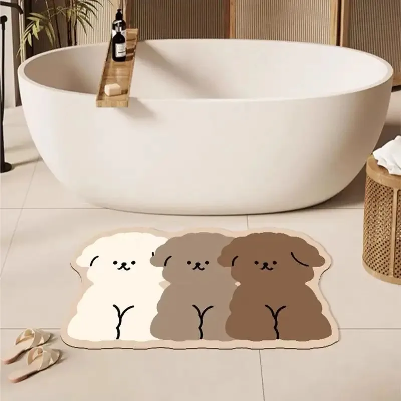 

VIKAMA Cartoon Dog Bathroom Carpet, Quick Drying, Absorbent, Anti Slip, Bathroom Entrance Carpet Home Decoration