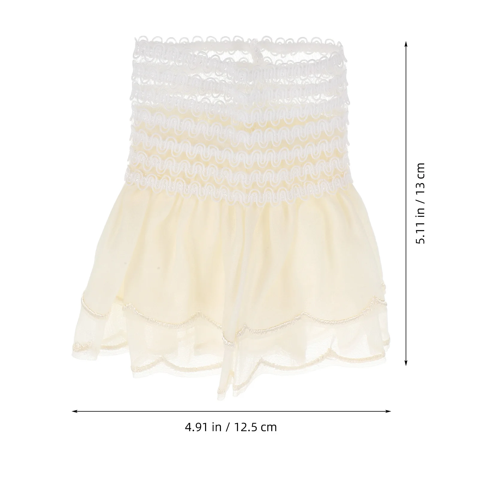 1 زوج انفصال النسيج الأبيض مطوي القرن الأصفاد المطرزة الدانتيل المعصم الأصفاد النساء الأزياء كم اكسسوارات الحرف اليدوية