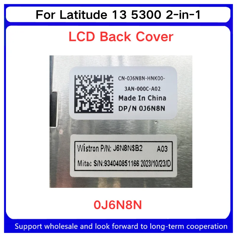 New For Kailxuling Latitude 13 5300 2-in-1 A Shell/LCD Back Cover/0J6N8N/J6N8N/Screen back cover shell accessories