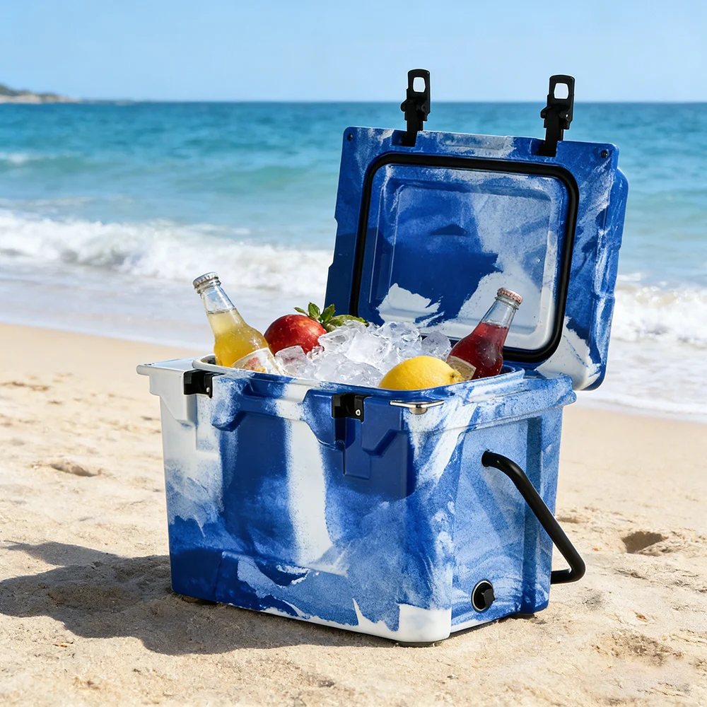 25QT High Performance Camo Rotomolded Cooler Box With Aluminum Carry Handle Portable Ice Chest For Outdoor Camping Fishing BBQ
