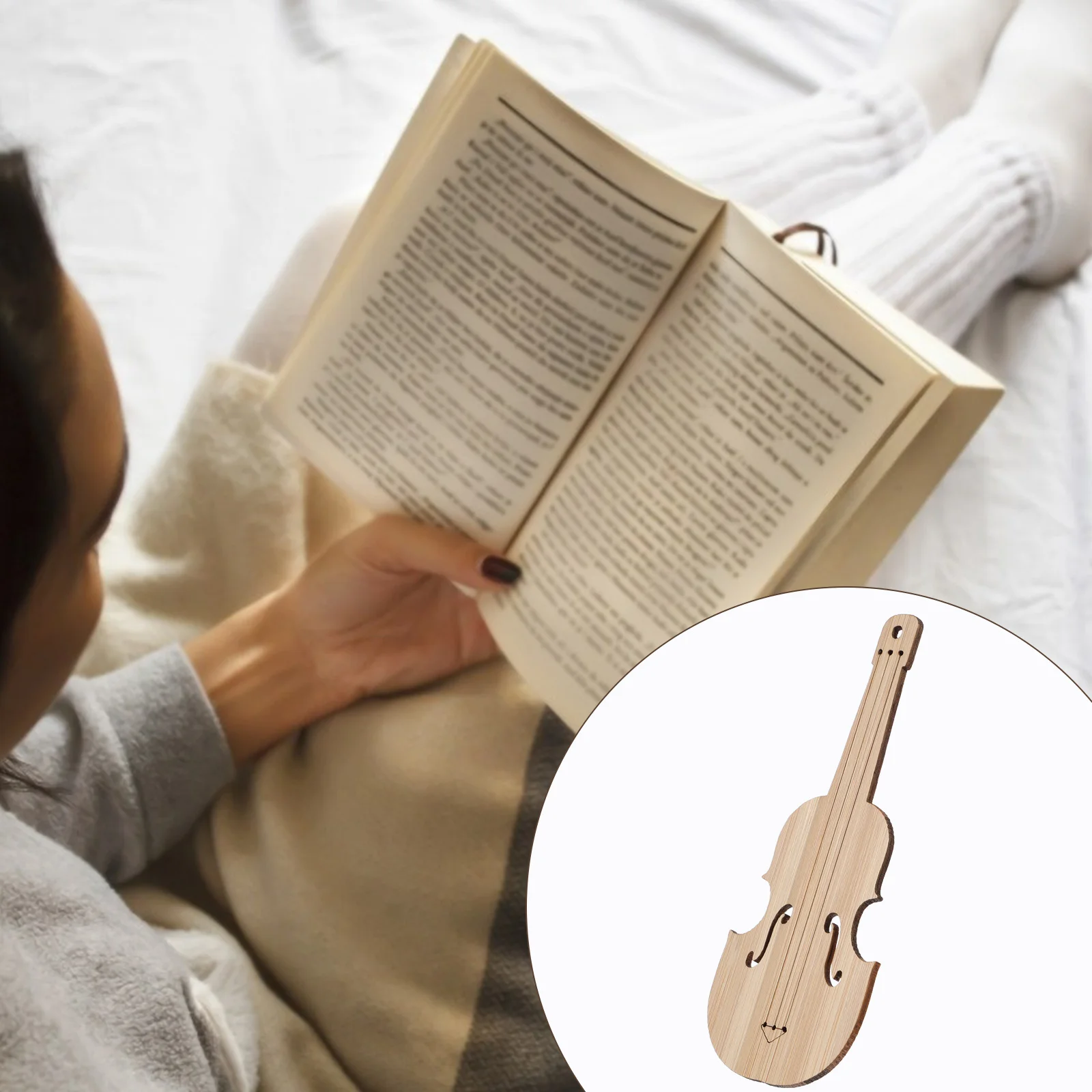 6pcs Bookmarks Blank Unfinished Bamboo Tag Wood Tags Violin Shape Unfinished Eco Friendly Gift Idea DIY Project Supplies