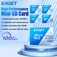 Eaget Mini SD Card 64GB 128GB 256GB 512GB U3 V30 A1 Class 10 - High Speed Memory Card for Smartphone, Dash Cam, Drone