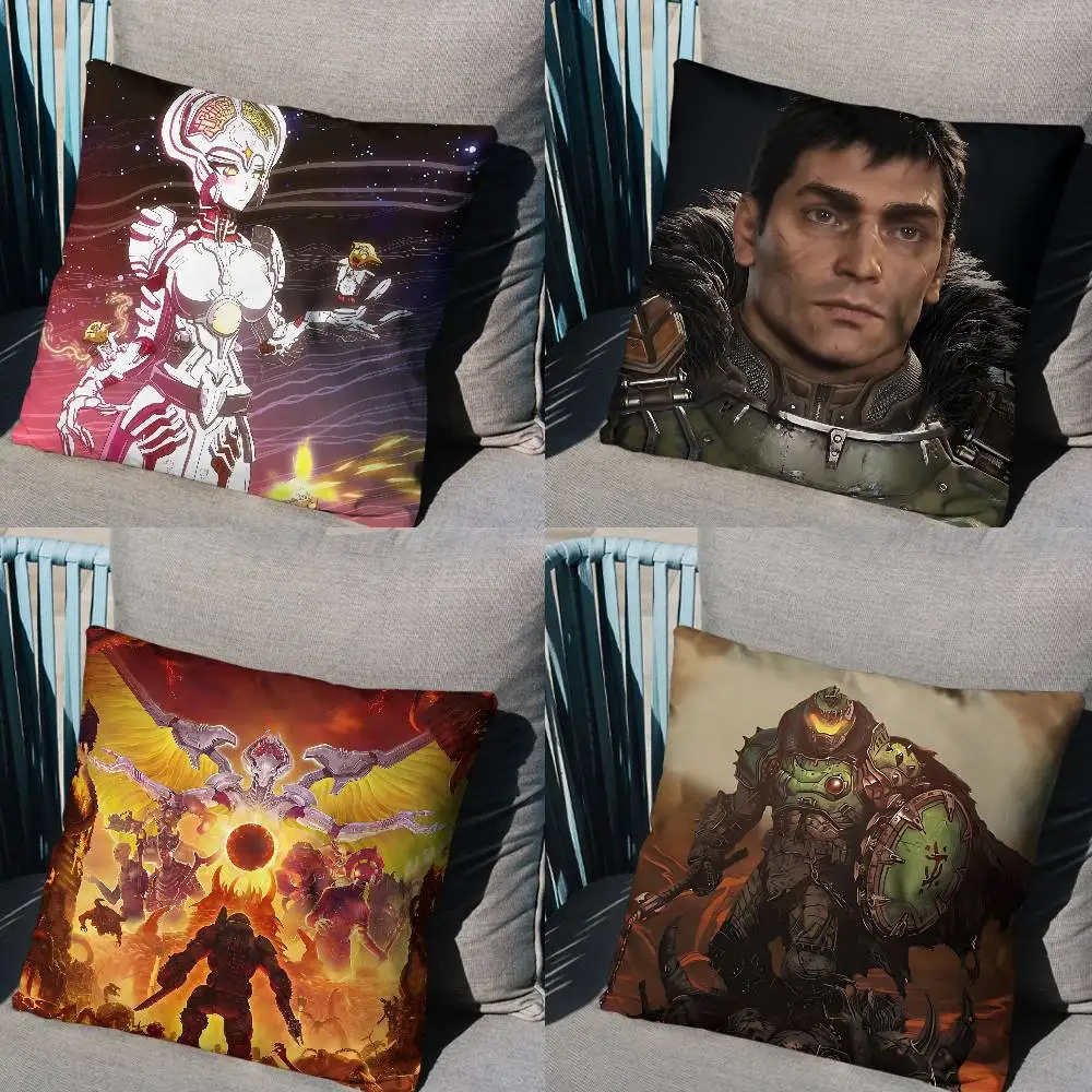 

Khan Maykr D-DOOM Pillow Case Anti-dustmite Pillowcase Invisible zipper silky short plush Sofa cushion cover