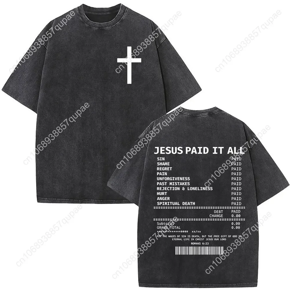 Christian Jesus Forgive Them Father Bible Vintage Washed T-shirts Men's Women Gothic Fashion Oversized T Shirts Tops Streetwear