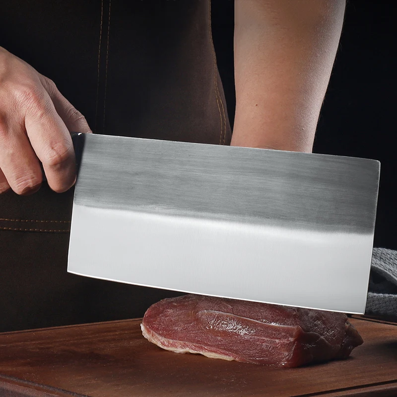 Kitchen Cleaver Forged Chinese Slicing Butcher Knife Meat Vegetable Cutting Cooking Knife with Wood Handle