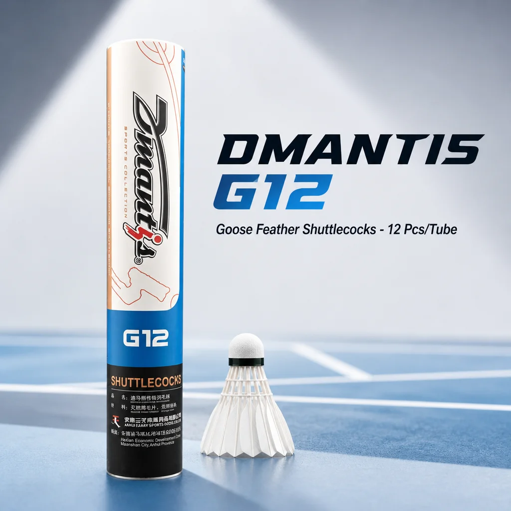 Dmantis G12 Goose Feather Badminton Shuttlecocks 12Pcs Fiber Cork Speed 76 77 Durable Stable Flight Club Training Balls Birdies 2