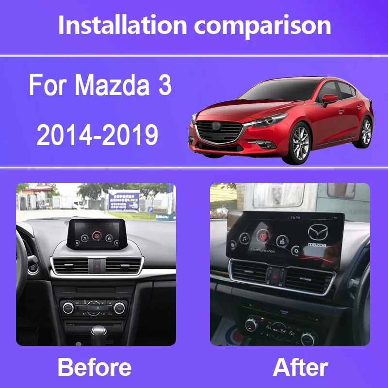 12.3 Inch/10.25 Inch For Mazda 3 2014-2019 Dual System Car Stereo Multimidia Car Radio Android 14 Octa Core 8G+256G GPS 4G WIFI