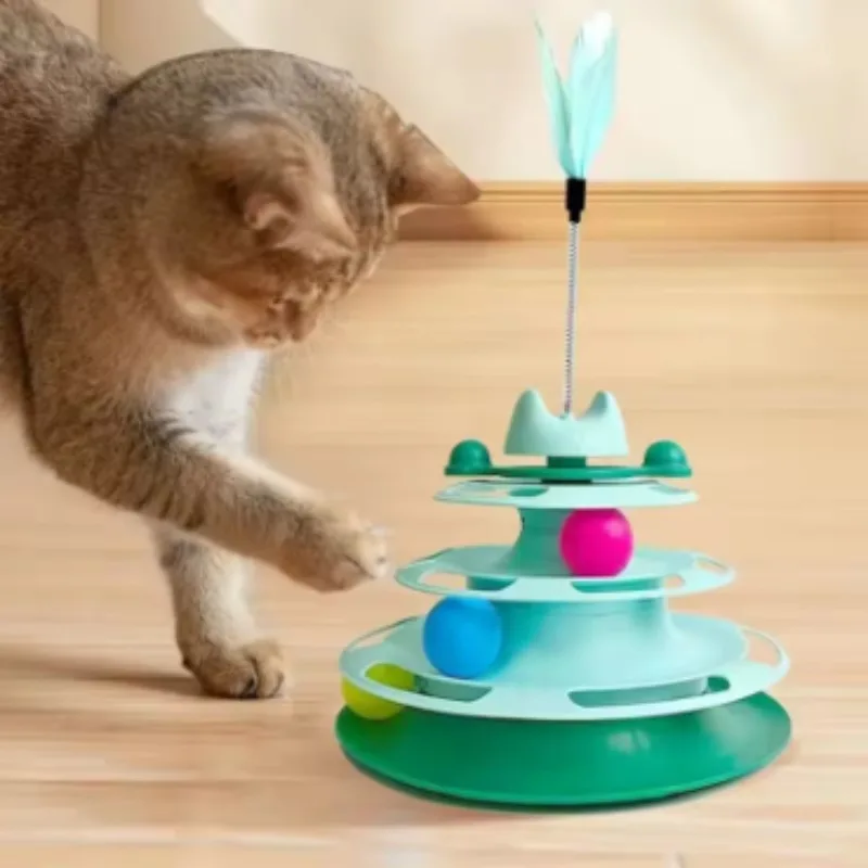 

Cat Toy 4-Tier Turntable Self-Entertainment Boredom Relief Puzzle Teeth Grinding Bite Resistant Interactive Pet Cat Toy Supplies