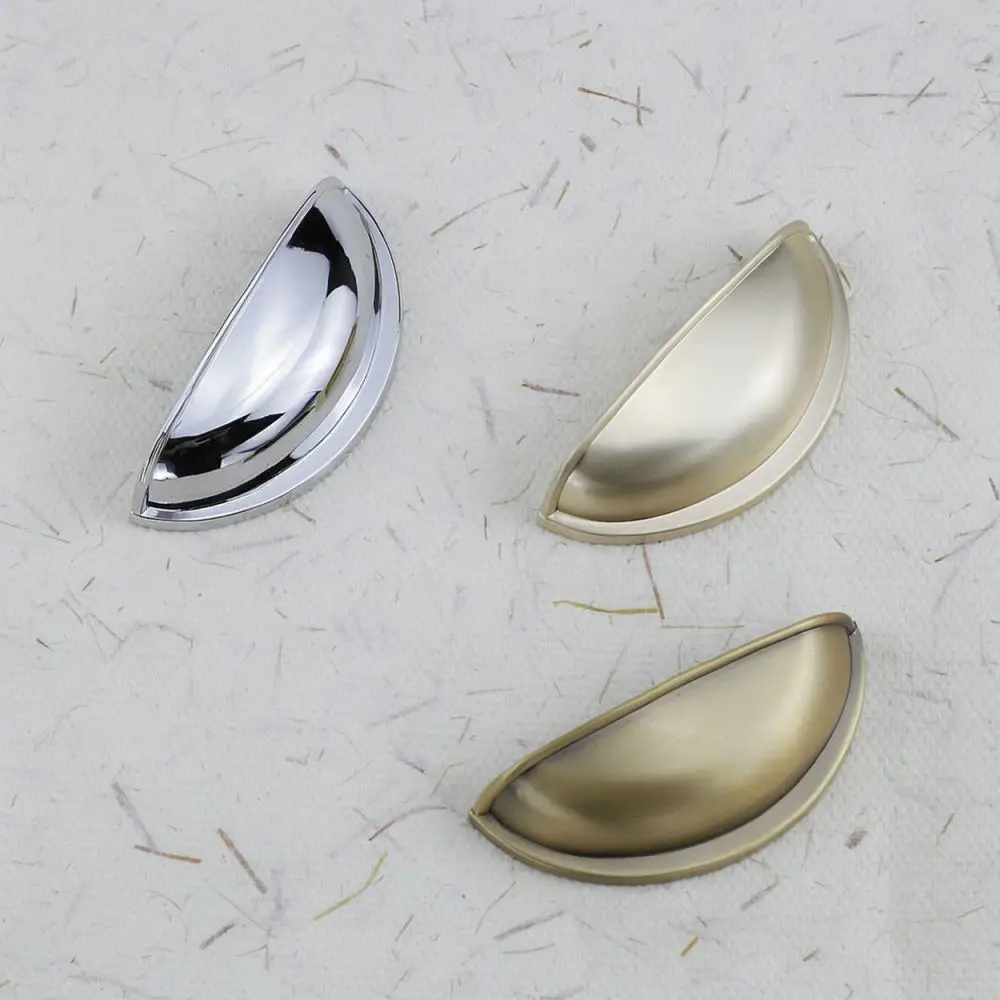 Brushed Silver Half Moon Cabinet Pull Zinc Alloy Drawer Handle Modern Furniture Knob Decorative Wardrobe Accessory
