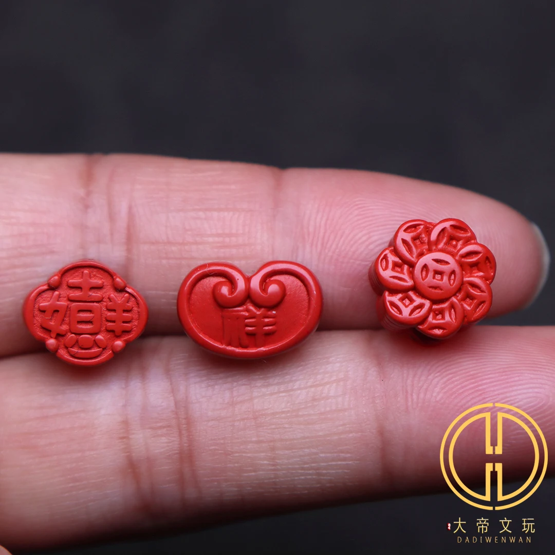 Natural 100% real red Cinnabar beads carved Recruit money Eardrop Bracelet necklace DIY accessories for woman men Gift good luck