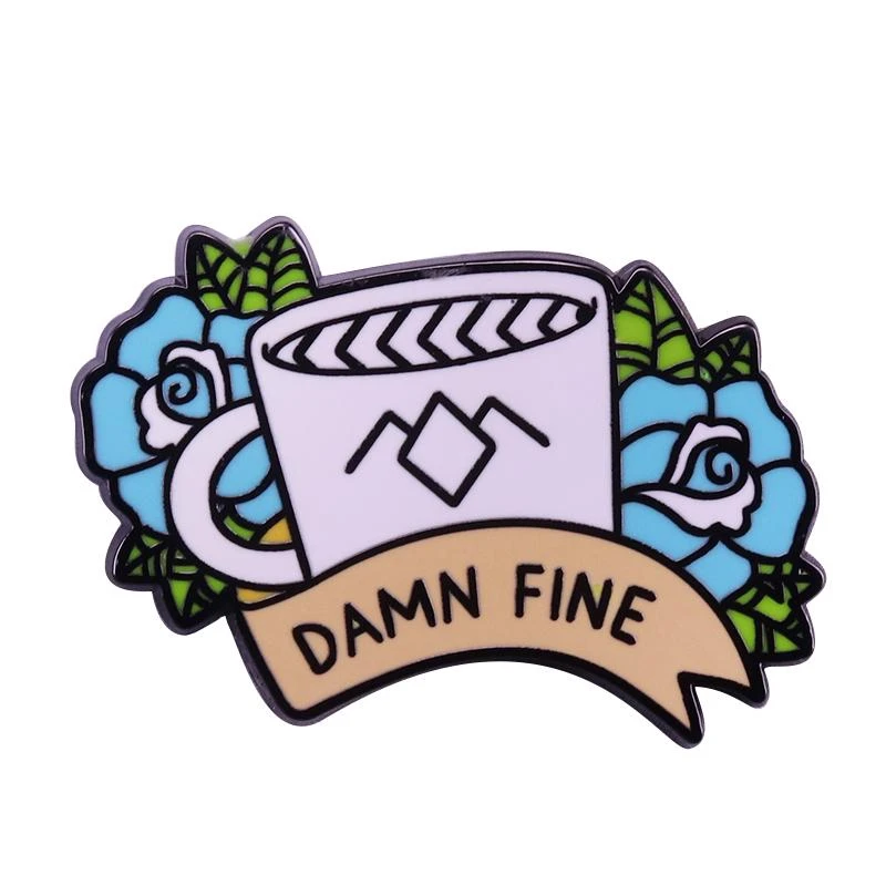 Twin Peaks Pin Damn Fine Double R Coffee Agent Cooper Diane Badge Shovel Black Lodge Owl Brooch David Lynch Movie Fans Addition