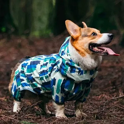 Corgi All Inclusive Waterproof Raincoat Pet Dog Four legged Rain Poncho Back Zipper Belly Protector Cute Sweatcoat