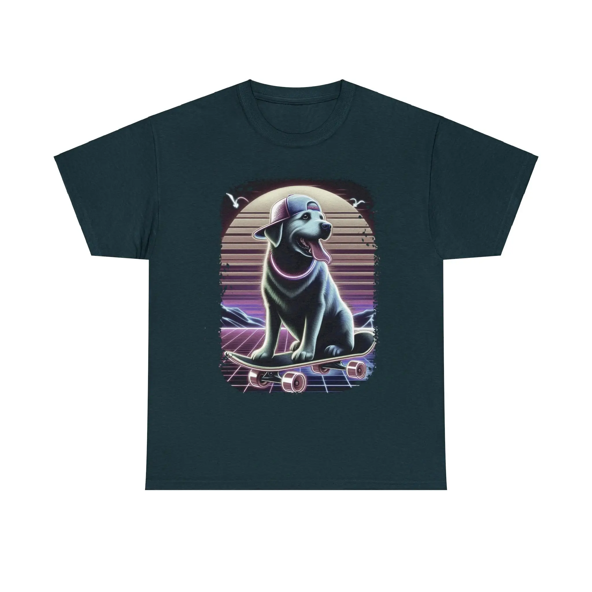 Vintage Neon Skate Boarding Labrador T Shirt