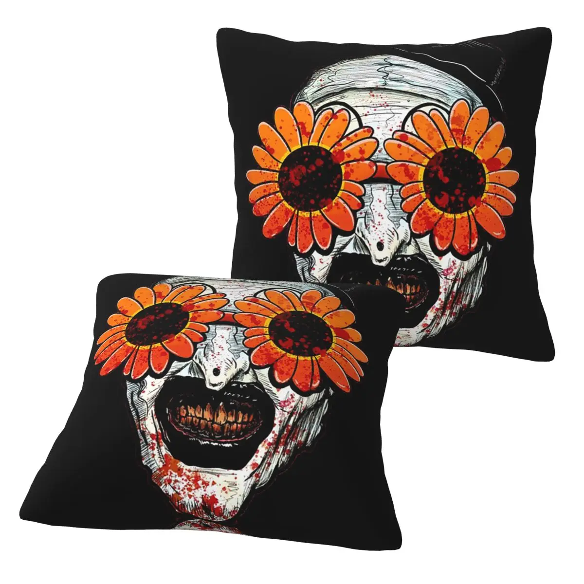 Art The Clown Terrifier 2 Sunflower Sunglasses 2 pcs Square Pillowcase Pillow Cover Cushion Decor Comfort Throw Pillow for Home