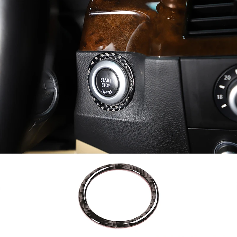 One Key Start Button Decoration Circle For BMW 5 Series 04-10 Car Accessories 3D Carbon Fiber One Key Start Circle Sticker