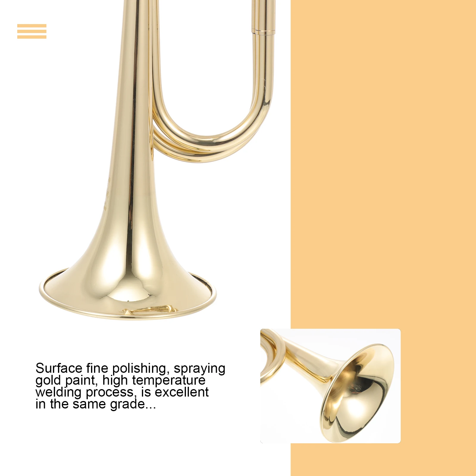 

Golden Brass Trumpet Instrument For Kids Learning Stage Performance Creative Design Housewarming Gift Military Horn Decoration