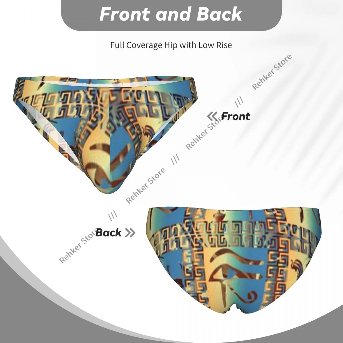 Egyptian Hieroglyphs African Ethnic Check Men's Briefs Sexy Underpants Bikini Underwear Men Panties - view 5